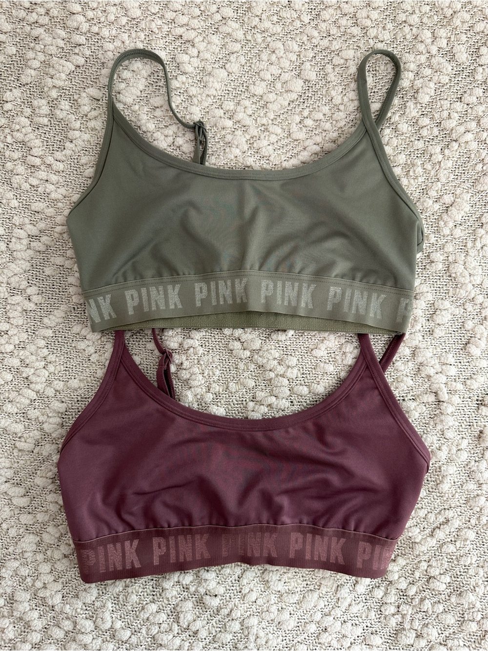 PINK Victorias Secret Seamless Bralette Lot Set of 2 Olive Plum Purple Size S